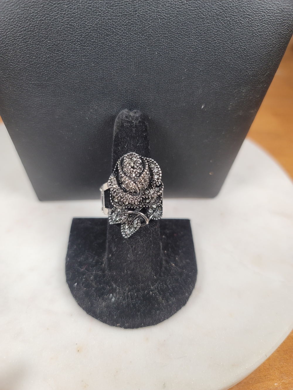 paparazzi Black Rose Crystal Cocktail Ring